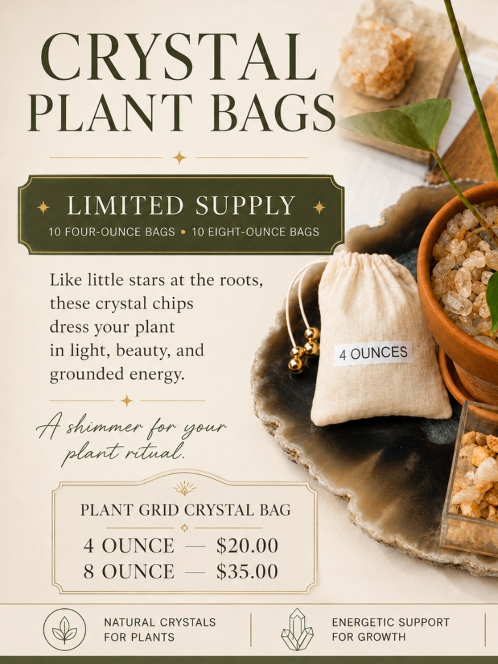 QUARTZ CRYSTAL PLANT BAGS